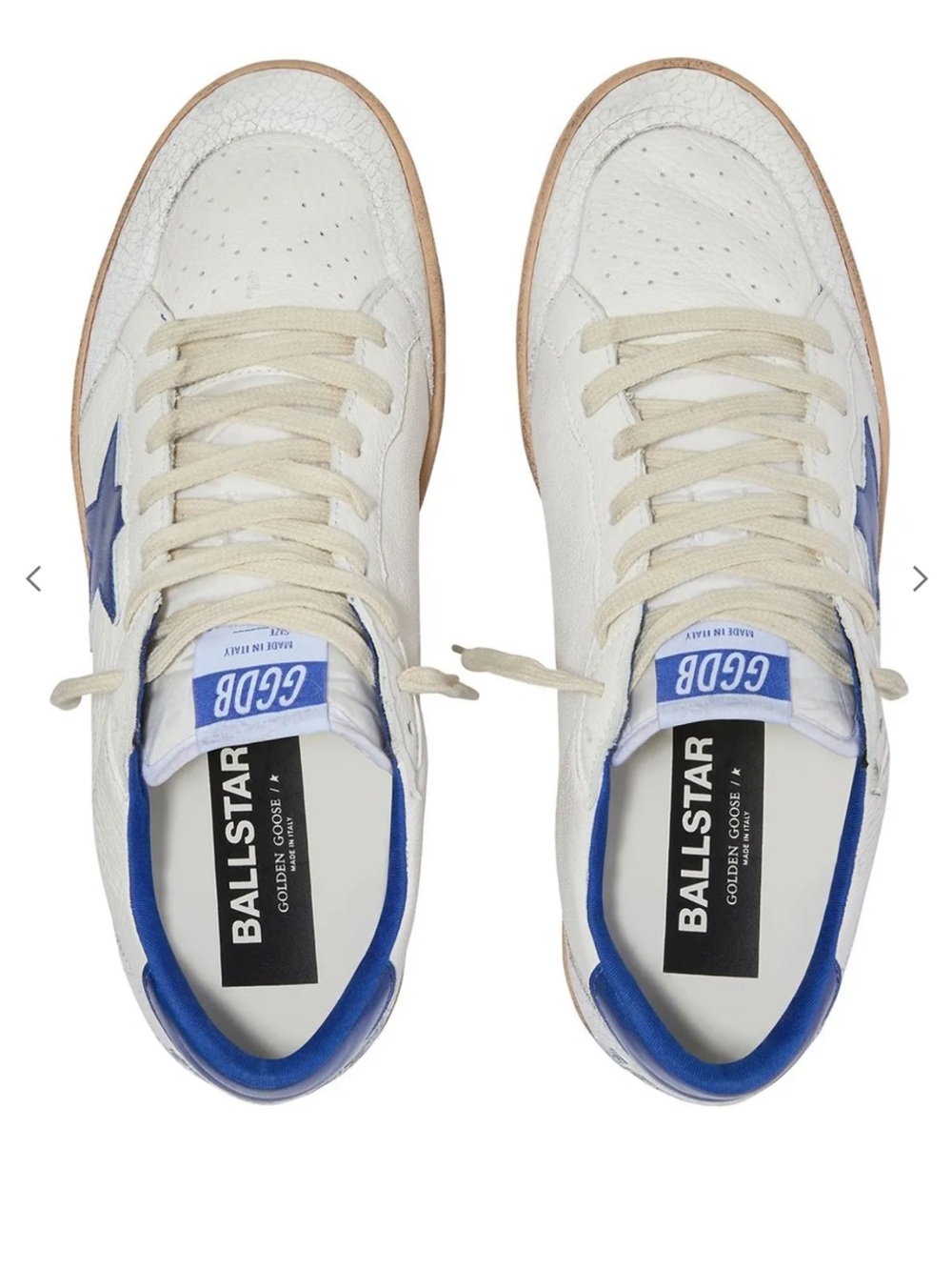 Golden Goose Sneakers in White and Blue with Tan Sole